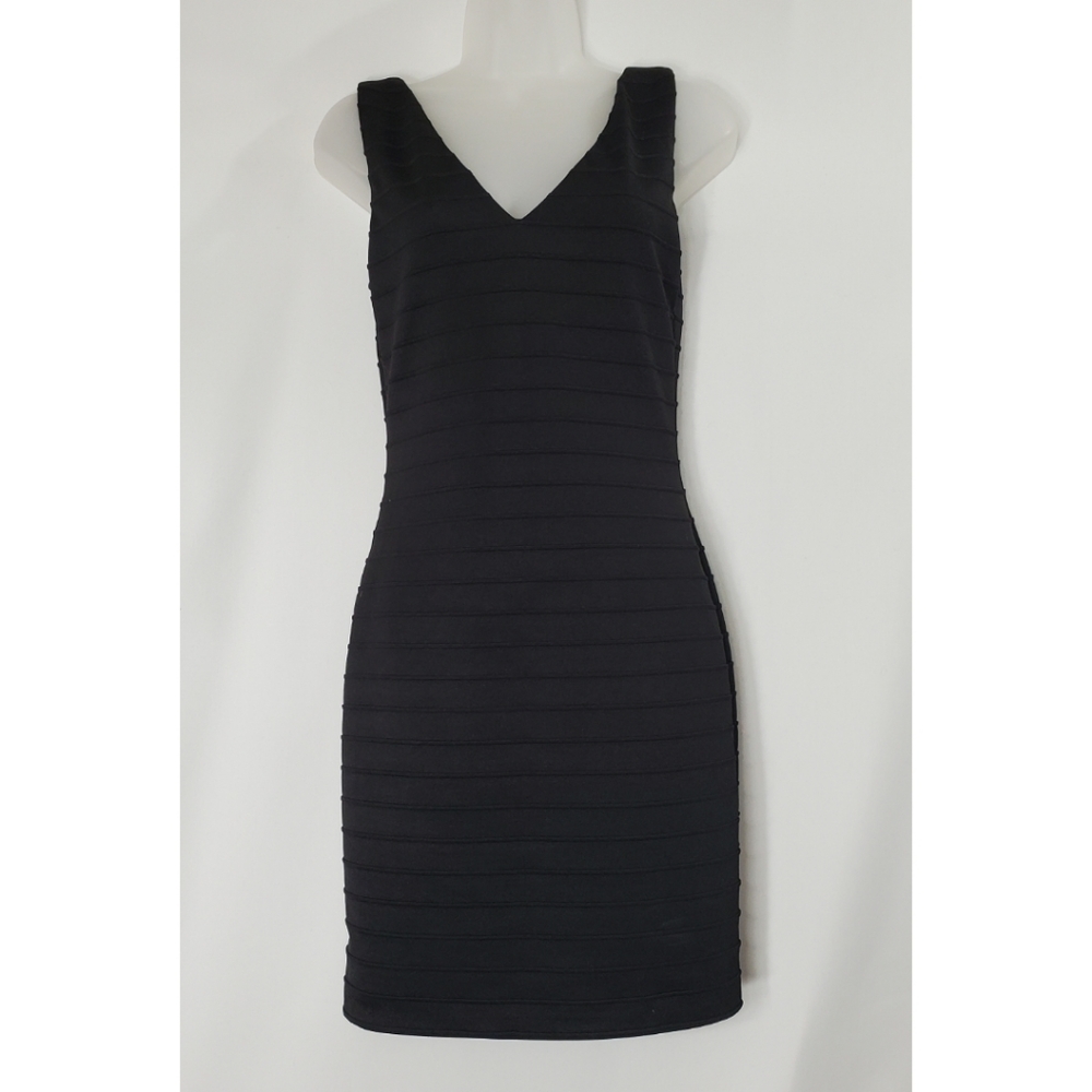 Aqua Black Ribbed Bodycon Dress